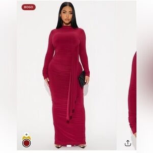 Fashion Nova Burgundy Maxi Dress